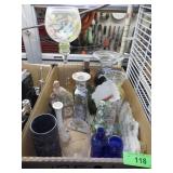 HAND PAINTED STEMWARE, ASST. VASES. FIGURINES>>>>