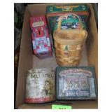 VINTAGE & NEWER TINS, SPLINT WALL BASKET