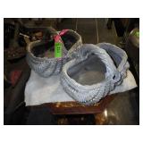 2 RESIN? WICKER LOOK BASKET PLANTERS