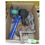 CAST IRON SKILLET, ICE CREAM MAKER HANDLE, CAULK>>