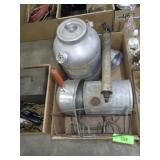 VINTAGE SPRAYER, CANNING JAR BASKET, SIFTER, TANK