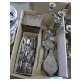 SILVERPLATE FLATWARE & CANDLEABRA, PULLY, ETC