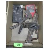 VINTAGE BLADE SHARPENER, METAL HATCHET, VTG DRAW>>