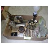 VINTAGE COW BELL & SADIRON, DEER ANTLER LAMP>>>>