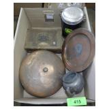 COPPER LID & PLATE, CIGAR BOX, JOHN DEERE CANISTER