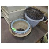 4 PLANTERS ( CERAMIC, STYROFOAM & TWIG)