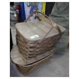 2 VINTAGE WOODEN PICNIC BASKETS