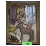 VINTAGE & NEWER CAST IRON TOYS, WOODEN ELEPHANT