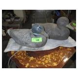 2 VINTAGE PAPER MACHE MALLARD DUCK DECOYS