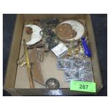 VINTAGE DRAWER PULLS, CERAMIC MATCH HOLDER, BELT>>