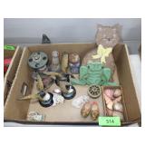 DUCK FIGURINES, MINI WOODEN SHOES, CERAMIC SHELLS>