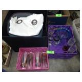 3 BL- MCM GLASSES, ASST. STEMWARE, CURTAINS>>>