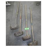 VINTAGE UNIQUE WOODEN  CROQUET MALLETS