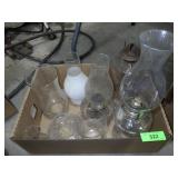 ASST. VINTAGE OIL LAMPS & CHIMNEYS