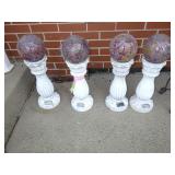 4 UNTESTED SOLAR YARD ART GAZING BALLS ON STANDS>>