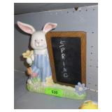 CERAMIC EASTER BUNNY RABBIT DECOR W/ CHALKBOARD
