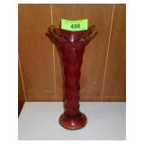 VINTAGE FENTON? AMBERINA  SWUNG GLASS VASE 10 1/2'