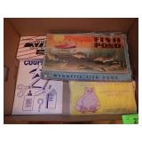 VINTAGE FISH GAME, ASST. COOPER SCHOOL ITEMS,