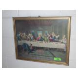 VINTAGE LAST SUPPER PRINT  22 x 17 1/2, CRACKED>>>