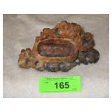 VINTAGE SOAPSTONE INKWELL / BRUSH POT? 5 1/2'