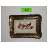 VINTAGE FRAMED EMBROIDERED PATRIOTIC POST CARD