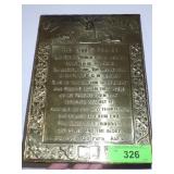 VINTAGE BRASS LORDS PRAYER  8 x 11