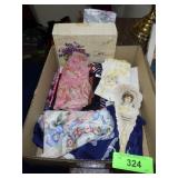 VINTAGE HANKERCHIEFS, SCARVES , HAND FAN CARD