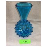 VINTAGE ART GLASS HOBNAIL VASE 8'