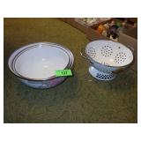 ENAMELWARE STRAINER & NESTING BOWLS