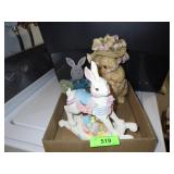 EASTER BUNNY ROCKING HORSE MUSIC BOX, RESIN BUNNY>