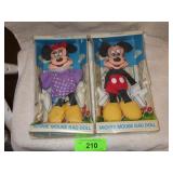 VINTAGE MICKEY & MINNIE MOUSE RAG DOLLS - NOS