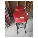 2 VTG BAR STOOLS STOOLS W/ SEAT COVERS 28' TO >>>