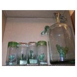 BLOWN GLASS TEQUILA  BOTTLE W/ 4 SHOT GLASSES >>>>