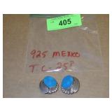 STERLING & TURQUOISE EARRINGS (925 MEXICO T.C.25?)