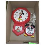 VINTAGE MICKEY MOUSE SCHOOL HOUSE CLOCK, (TURNS>>>