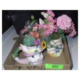 POPPIES ON BLUE BUNNY RABBIT CREAMER, CERAMIC>>>