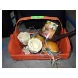 WOODEN PUMPKIN BASKET, FALL WATERING CAN, CANDLE>>