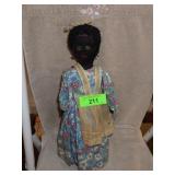 VINTAGE HANDMADE BLACK FOLK ART DOLL 17'