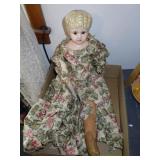 ANTIQUE GERMAN MINERVA TIN HEAD DOLL 20'