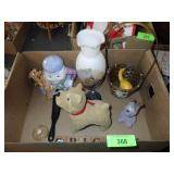 HUMPTY DUMPTY TEAPOT, VASE, FLOCKED DOG, ETC