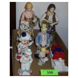 PORCELAIN CLOWN FIGURINES, AVON CAR, BISQUE>>>