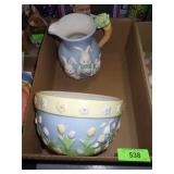 BLOSSOMS & BLOOMS EASTER PITCHER AND BOWL