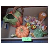 FALL BL- PITCHER, TEAPOT, S&P SHAKERS, CANDLE, ETC