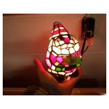 STAINED GLASS LIGHTED SANTA (TURNS ON)