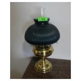VINTAGE RAYO BRASS OIL LAMP W/ GREEN CASED >>>>>