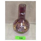 HAND PAINTED BOHEMIAN VASE 8'