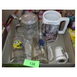 ASST. STEINS, GREEN BAY PACKER & PABST BEER MUGS