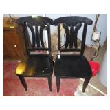 2 WOODEN PAINTED CHAIRS (BLACK)