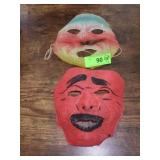 2 VINTAGE GAUZE HALLOWEEN MASKS