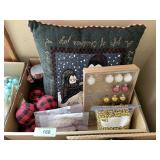 CHRISTMAS PILLOW, ASST. ORNAMENTS, BEAD GARLAND